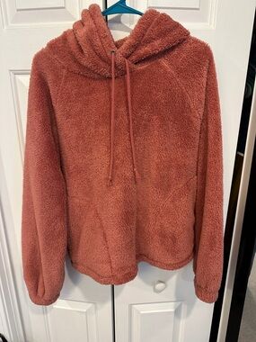 Billabong Plush Hooded Teddy Jacket in Rust